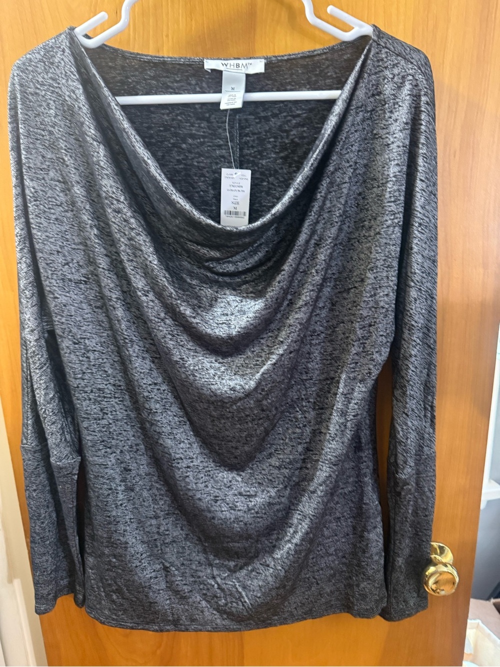 White House Black Market Charcoal Draped V-Neck Top